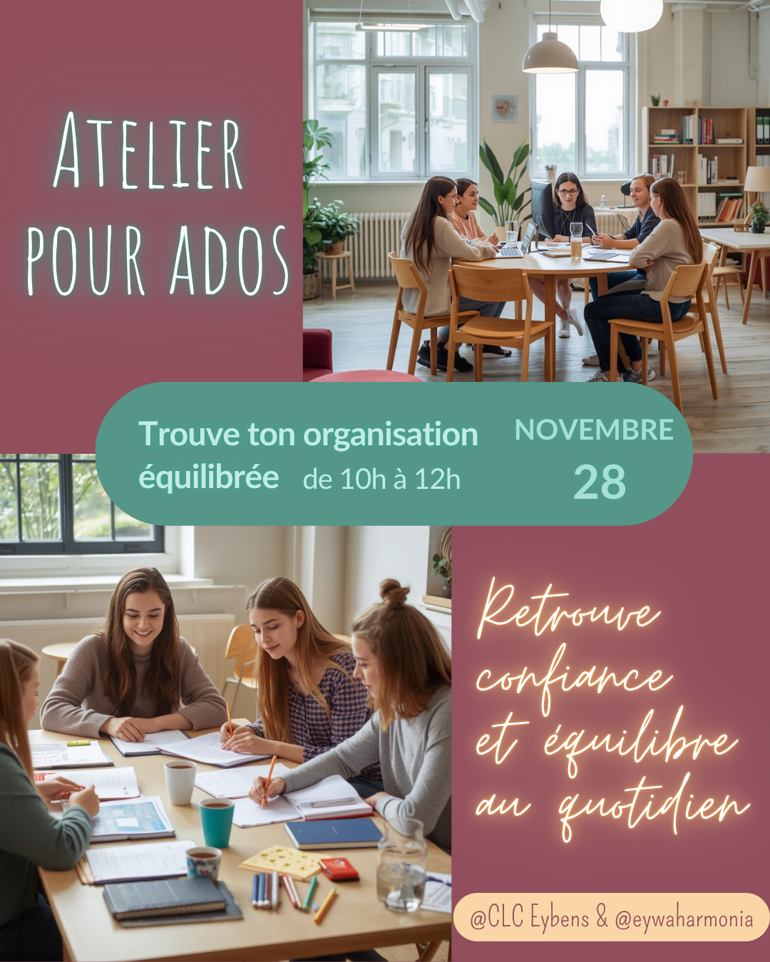 Lire la suite à propos de l’article Atelier pour ados : Trouve ton organisation équilibrée !